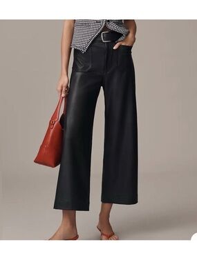 Anthropologie The Colette Black Wide-Leg High Waist Faux Leather Pants Size 27